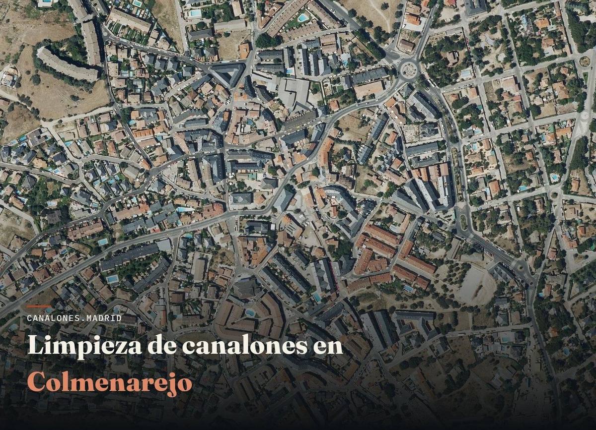 Limpieza de canalones en Colmenarejo | canalones.madrid Servicio de limpieza de canalones en Colmenarejo, Comunidad de Madrid — canalones.madrid, en una localidad de casco histórico y construcción tradicional.