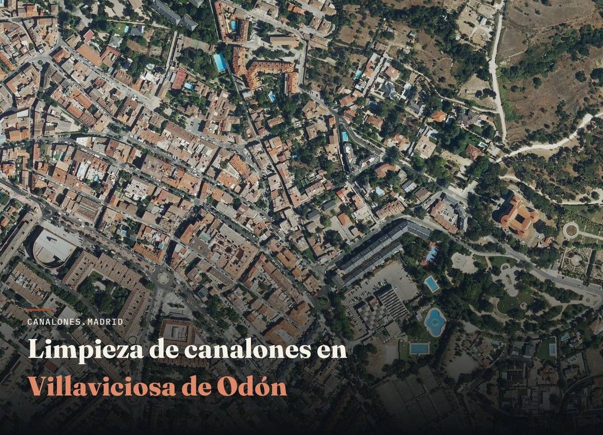 Villaviciosa de Odón (Madrid): canalones.madrid ofrece limpieza profesional de canalones para evitar atascos y goteras, en el oeste de la Comunidad de Madrid.